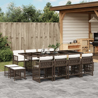 Thumbnail for 13-tlg. Garten-Essgruppe mit Kissen Braun Poly Rattan