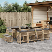 Thumbnail for 13-tlg. Garten-Essgruppe mit Kissen Beigemischung Poly Rattan