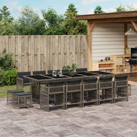 Thumbnail for 15-tlg. Garten-Essgruppe mit Kissen Grau Poly Rattan