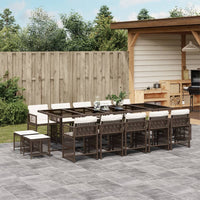Thumbnail for 15-tlg. Garten-Essgruppe mit Kissen Braun Poly Rattan