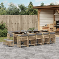 Thumbnail for 15-tlg. Garten-Essgruppe mit Kissen Beigemischung Poly Rattan