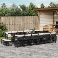 Thumbnail for 17-tlg. Garten-Essgruppe mit Kissen Schwarz Poly Rattan