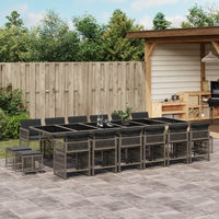 Thumbnail for 17-tlg. Garten-Essgruppe mit Kissen Grau Poly Rattan