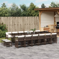 Thumbnail for 17-tlg. Garten-Essgruppe mit Kissen Braun Poly Rattan