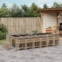 Thumbnail for 17-tlg. Garten-Essgruppe mit Kissen Beigemischung Poly Rattan