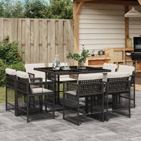 Thumbnail for 9-tlg. Garten-Essgruppe mit Kissen Schwarz Poly Rattan