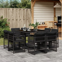 Thumbnail for 9-tlg. Garten-Essgruppe mit Kissen Schwarz Poly Rattan