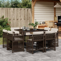 Thumbnail for 9-tlg. Garten-Essgruppe mit Kissen Braun Poly Rattan