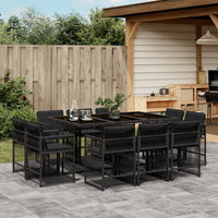 Thumbnail for 11-tlg. Garten-Essgruppe mit Kissen Schwarz Poly Rattan