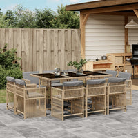 Thumbnail for 11-tlg. Garten-Essgruppe mit Kissen Beigemischung Poly Rattan