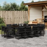Thumbnail for 13-tlg. Garten-Essgruppe mit Kissen Schwarz Poly Rattan