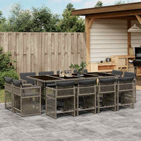 Thumbnail for 13-tlg. Garten-Essgruppe mit Kissen Grau Poly Rattan