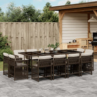 Thumbnail for 13-tlg. Garten-Essgruppe mit Kissen Braun Poly Rattan