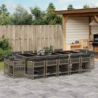 Thumbnail for 15-tlg. Garten-Essgruppe mit Kissen Grau Poly Rattan