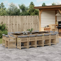 Thumbnail for 15-tlg. Garten-Essgruppe mit Kissen Beigemischung Poly Rattan