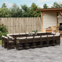 Thumbnail for 17-tlg. Garten-Essgruppe mit Kissen Braun Poly Rattan
