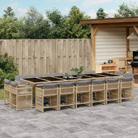 Thumbnail for 17-tlg. Garten-Essgruppe mit Kissen Beigemischung Poly Rattan