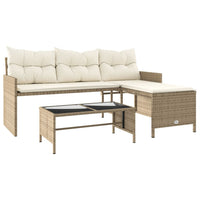 Thumbnail for Gartensofa in L-Form mit Tisch und Kissen Beige Poly Rattan