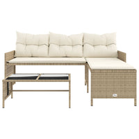Thumbnail for Gartensofa in L-Form mit Tisch und Kissen Beige Poly Rattan