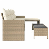 Thumbnail for Gartensofa in L-Form mit Tisch und Kissen Beige Poly Rattan