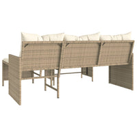 Thumbnail for Gartensofa in L-Form mit Tisch und Kissen Beige Poly Rattan