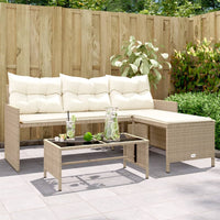 Thumbnail for Gartensofa in L-Form mit Tisch und Kissen Beige Poly Rattan