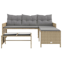 Thumbnail for Gartensofa in L-Form mit Tisch und Kissen Beige Poly Rattan