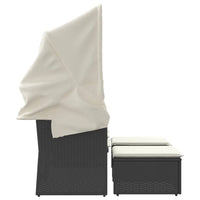 Thumbnail for Gartensofa 2-Sitzer mit Dach und Hockern Schwarz Poly Rattan