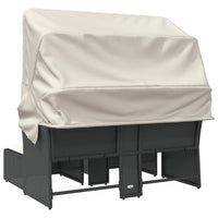 Thumbnail for Gartensofa 2-Sitzer mit Dach und Hockern Schwarz Poly Rattan