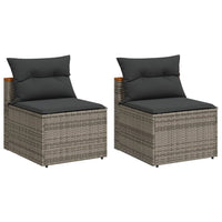 Thumbnail for Gartensofas ohne Armlehnen mit Kissen 2 Stk. Grau Poly Rattan