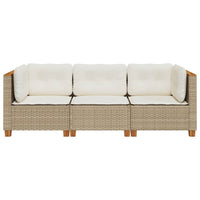 Thumbnail for Gartensofa mit Kissen 3-Sitzer Beige Poly Rattan