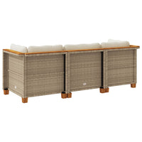 Thumbnail for Gartensofa mit Kissen 3-Sitzer Beige Poly Rattan