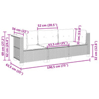 Thumbnail for Gartensofa mit Kissen 3-Sitzer Beige Poly Rattan