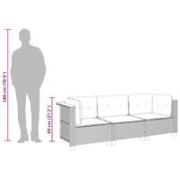 Thumbnail for Gartensofa mit Kissen 3-Sitzer Beige Poly Rattan