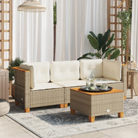 Thumbnail for Gartensofa mit Kissen 3-Sitzer Beige Poly Rattan