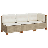 Thumbnail for Gartensofa mit Kissen 3-Sitzer Beige Poly Rattan