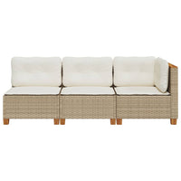 Thumbnail for Gartensofa mit Kissen 3-Sitzer Beige Poly Rattan