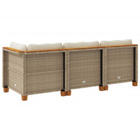 Thumbnail for Gartensofa mit Kissen 3-Sitzer Beige Poly Rattan