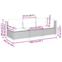Thumbnail for Gartensofa mit Kissen 3-Sitzer Beige Poly Rattan