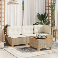 Thumbnail for Gartensofa mit Kissen 3-Sitzer Beige Poly Rattan