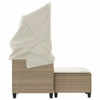 Thumbnail for Gartensofa 2-Sitzer mit Dach und Hockern Beige Poly Rattan