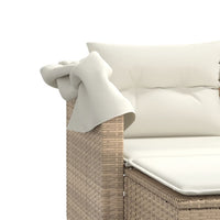 Thumbnail for Gartensofa 2-Sitzer mit Dach und Hockern Beige Poly Rattan