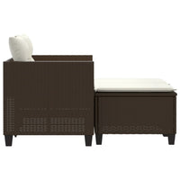Thumbnail for Gartensofa 2-Sitzer mit Hockern Braun Poly Rattan