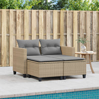 Thumbnail for Gartensofa 2-Sitzer mit Hockern Beige Poly Rattan