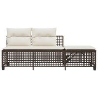 Thumbnail for 3-tlg. Garten-Ecksofa-Set mit Kissen Braun Poly Rattan