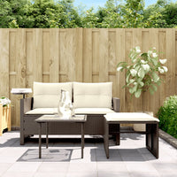 Thumbnail for 3-tlg. Garten-Sofagarnitur mit Kissen Braun Poly Rattan