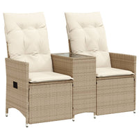 Thumbnail for Gartensofa 2-Sitzer Verstellbar mit Tisch Beige Poly Rattan