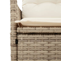 Thumbnail for Gartensofa 2-Sitzer Verstellbar mit Tisch Beige Poly Rattan