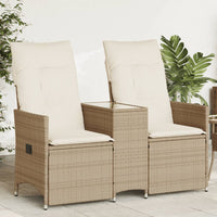 Thumbnail for Gartensofa 2-Sitzer Verstellbar mit Tisch Beige Poly Rattan