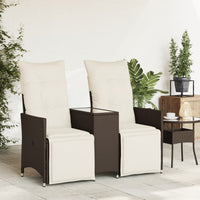 Thumbnail for Gartensofa 2-Sitzer Verstellbar mit Tisch Braun Poly Rattan